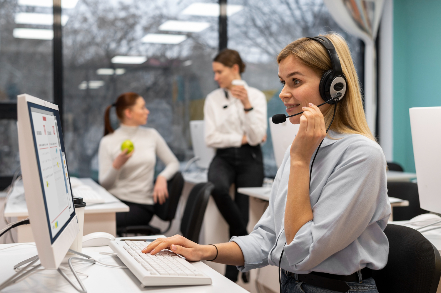 female customer service agent with headset