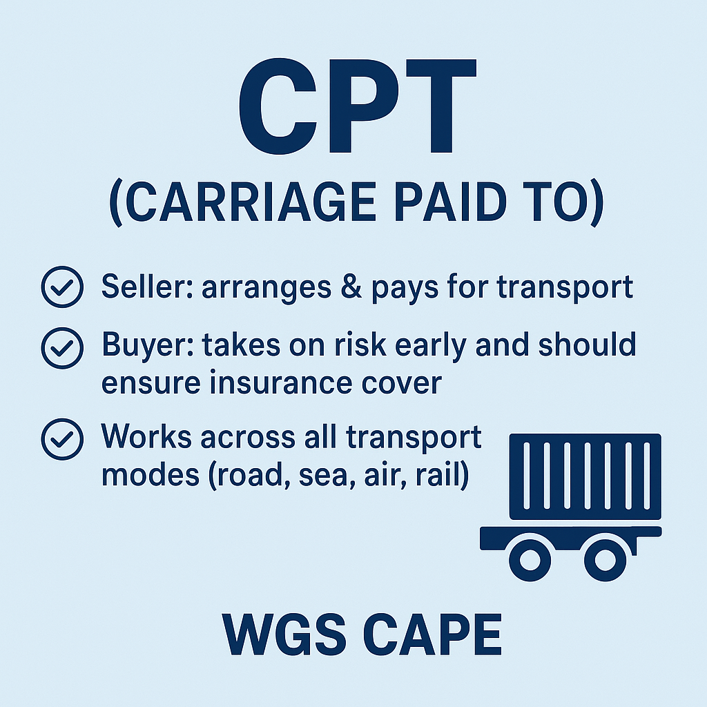 Understanding CPT as a shipping term with WGS cape